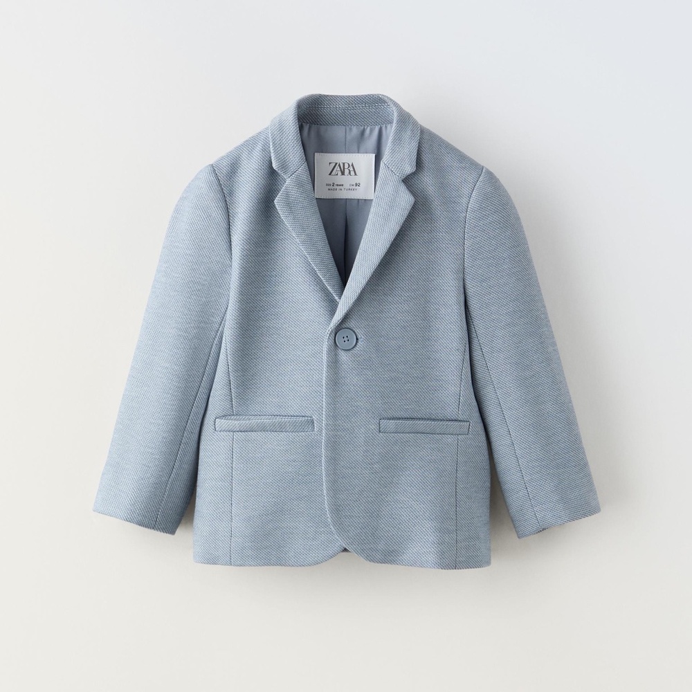 Zara Stretch Suit Jacket and Dress Shirt in Blue 2T